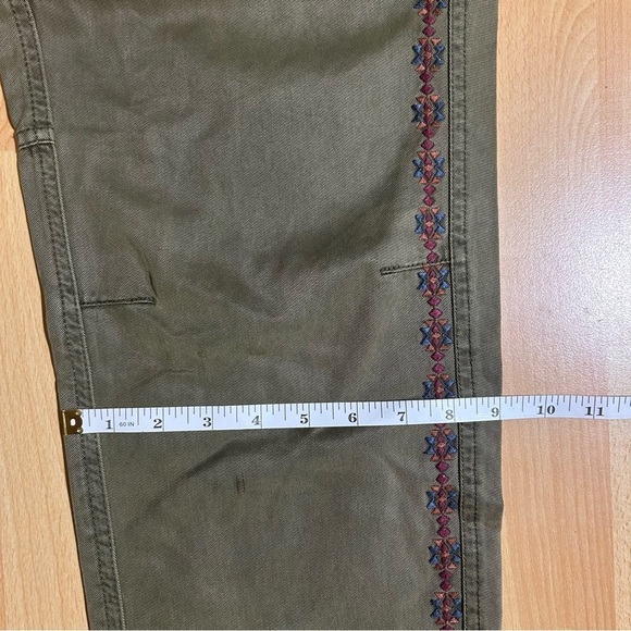 Sundance Olive Green Embroidered Cargo Pants Size 14 Boho Earthy - Picture 15 of 16